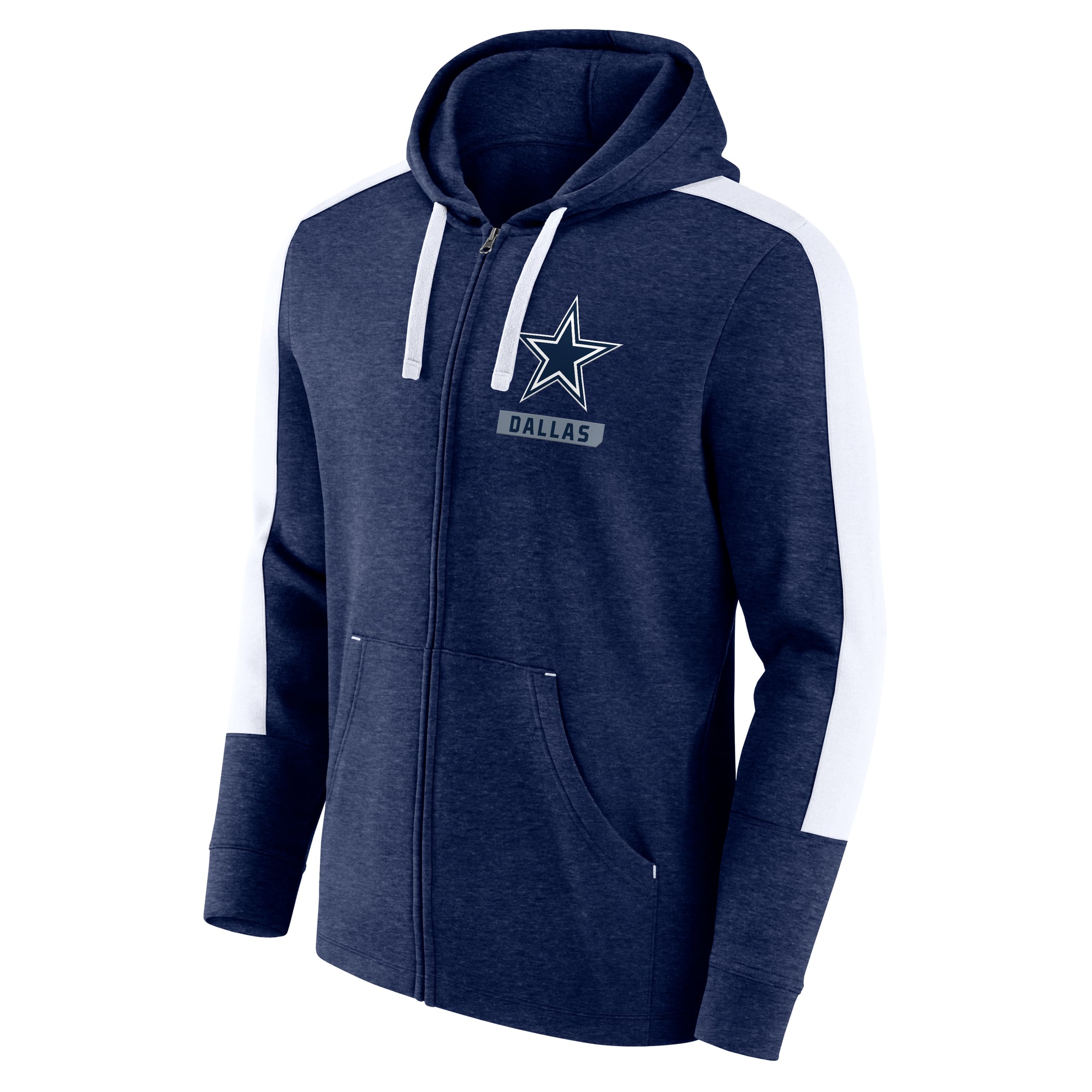 Sweat à capuche entièrement zippé Fanatics Heather Navy Dallas Cowboys Gains pour hommes